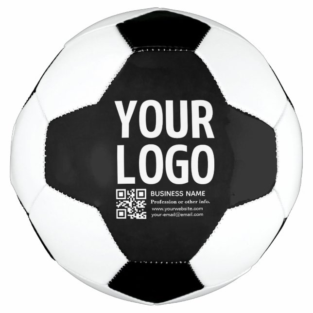 Your Logo w/Editable QR code & Text  Soccer Ball (Front)