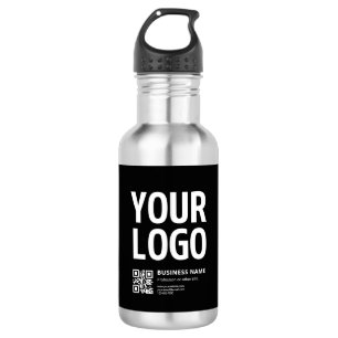 Your Logo w/Editable QR code & Text Stainless Steel Water Bottle