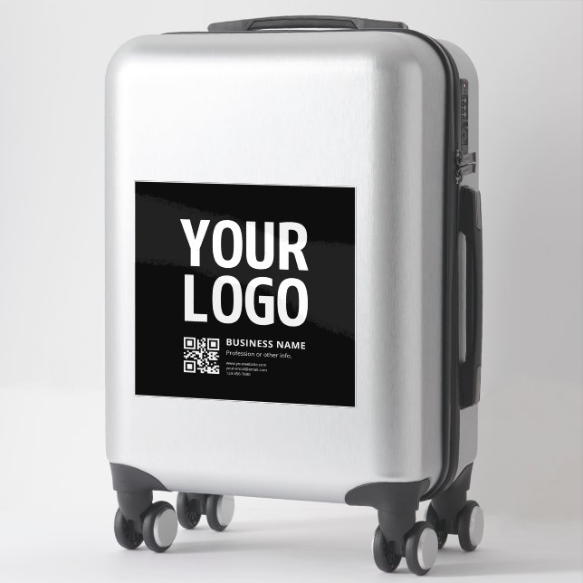 Your Logo w/Editable QR code & Text Sticker (Suitcase)