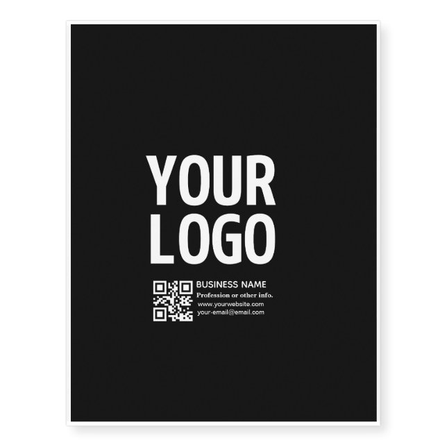 Your Logo w/Editable QR code & Text  Temporary Tattoos (Front)