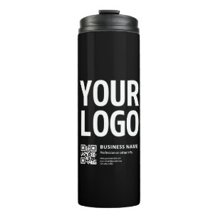 Your Logo w/Editable QR code & Text Thermal Tumbler