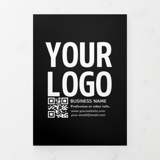 Your Logo w/Editable QR code & Text  Tri-Fold Program (Cover)