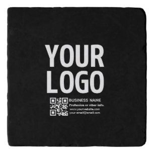 Your Logo w/Editable QR code & Text Trivet