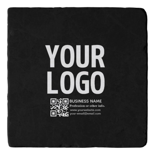 Your Logo w/Editable QR code & Text  Trivet (Front)