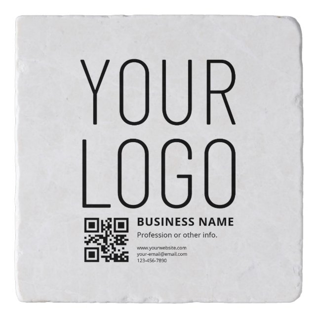 Your Logo w/Editable QR code & Text Trivet (Front)