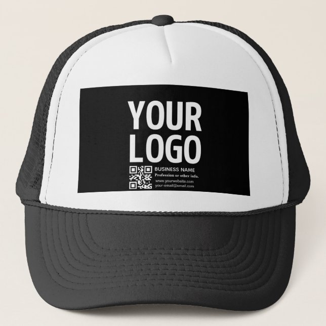 Your Logo w/Editable QR code & Text  Trucker Hat (Front)