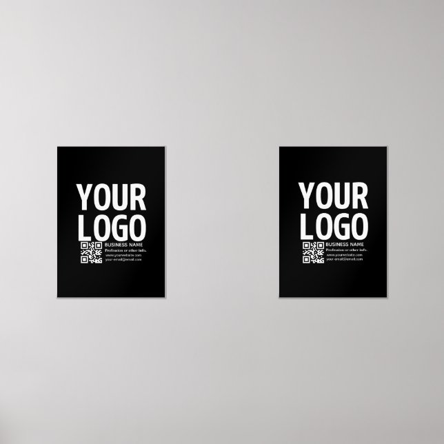 Your Logo w/Editable QR code & Text  Wall Art Sets (Front)
