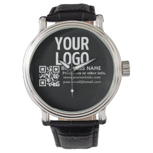 Your Logo w/Editable QR code & Text Watch