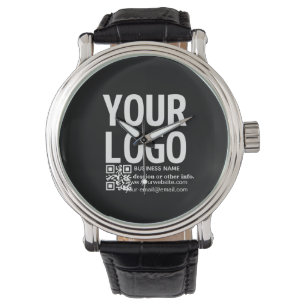Your Logo w/Editable QR code & Text Watch