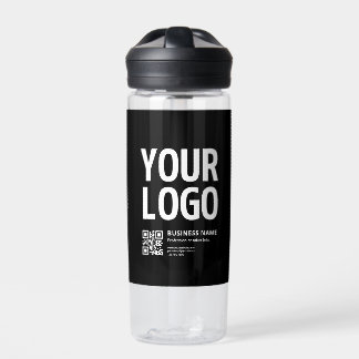 Your Logo w/Editable QR code & Text Water Bottle