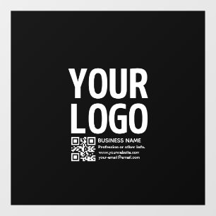 Your Logo w/Editable QR code & Text Window Cling
