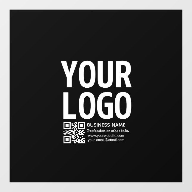 Your Logo w/Editable QR code & Text  Window Cling (Sheet)