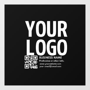 Your Logo w/Editable QR code & Text Window Cling