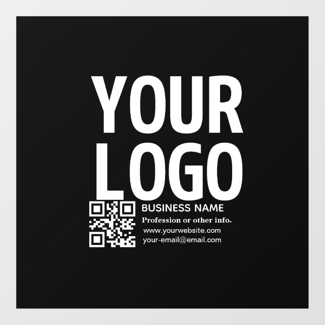 Your Logo w/Editable QR code & Text  Window Cling (Sheet)