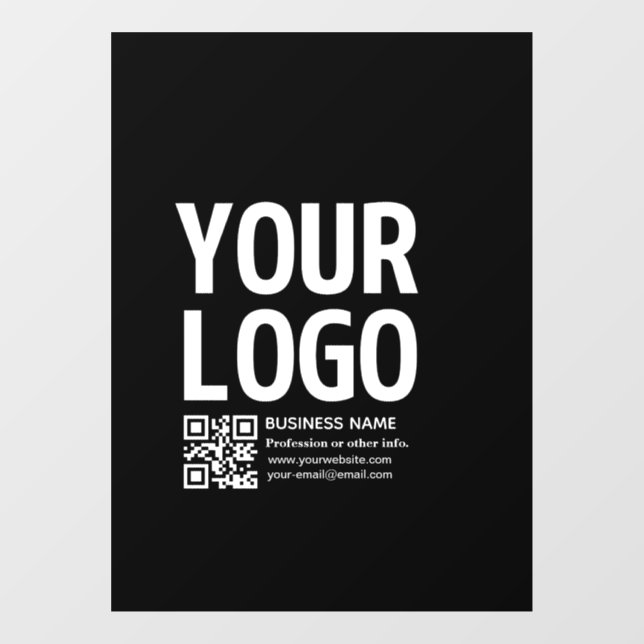 Your Logo w/Editable QR code & Text  Window Cling (Sheet)