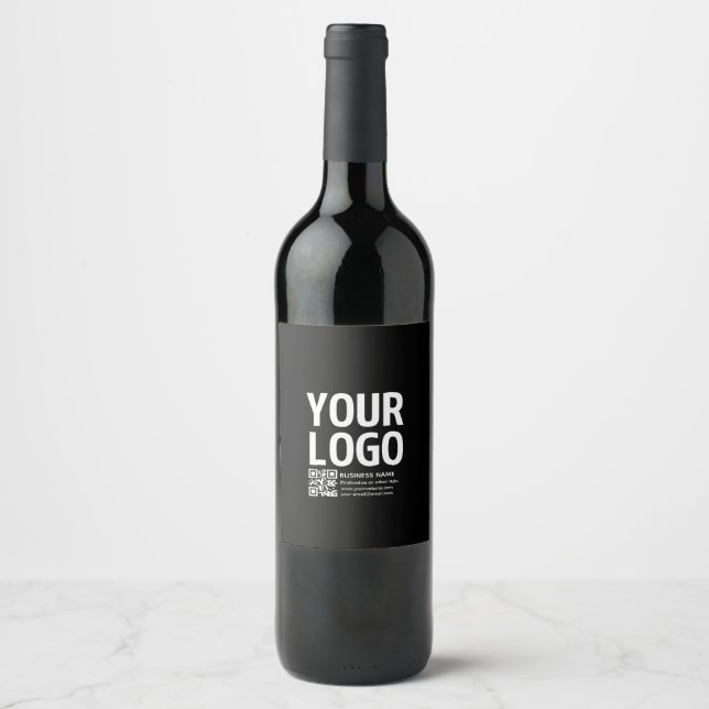 Your Logo w/Editable QR code & Text  Wine Label (Front)