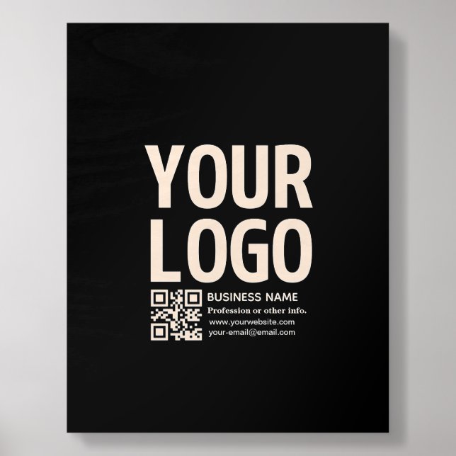 Your Logo w/Editable QR code & Text  Wood Photo Tile (Front Set)