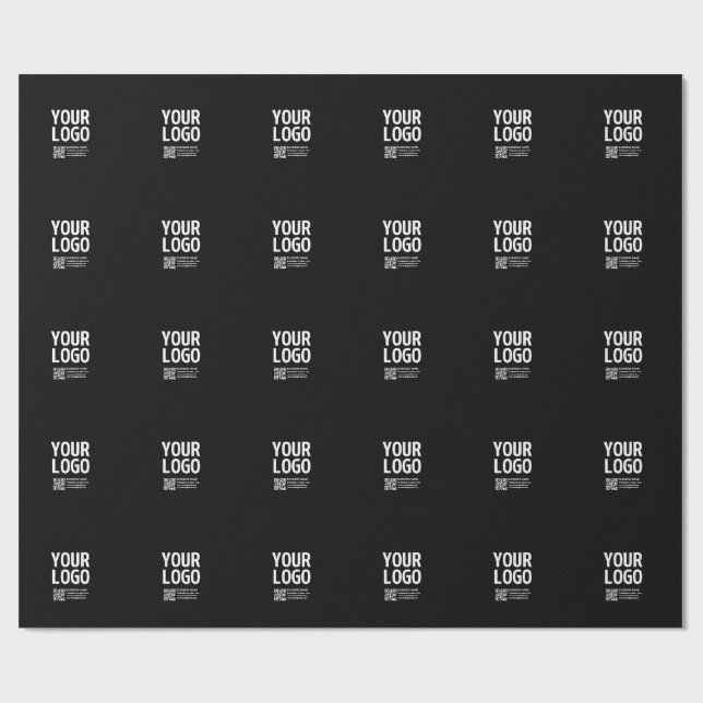 Your Logo w/Editable QR code & Text  Wrapping Paper (Flat)