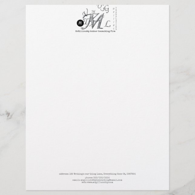 Your Logo w/Elegant Script Lettering Letterhead (Front)