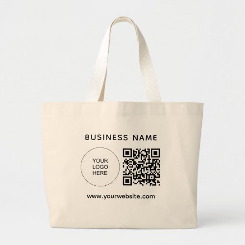 Your Logo Website Address QR Code Custom Template Large Tote Bag