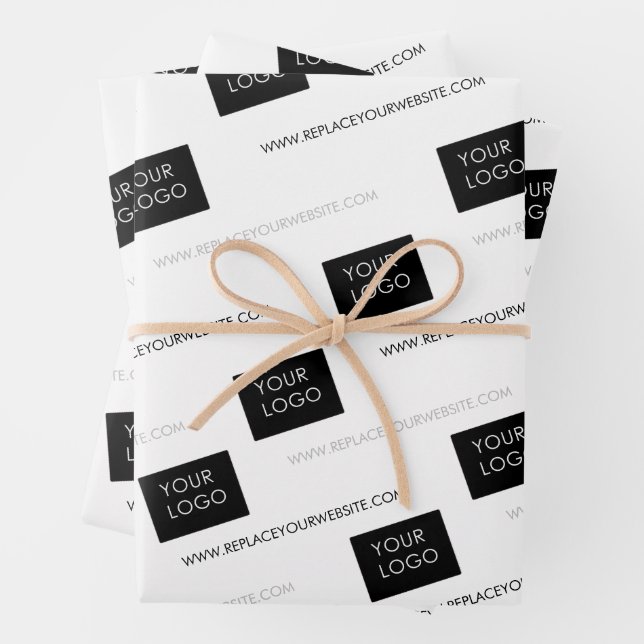 Your Logo Website Business Company Packaging White Wrapping Paper Sheets (In situ)