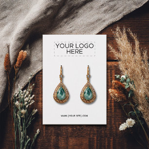 Your Logo White Earring Display Card