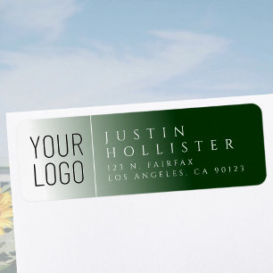 Your logo & White & Forest Green Return Address Label