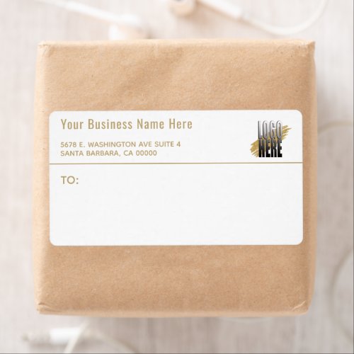 Your Logo White Gold Pre Printed Return Address Label