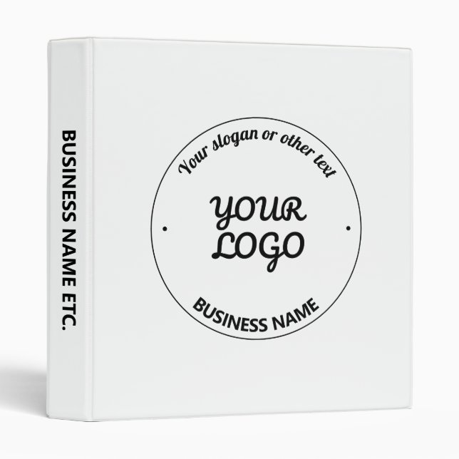 Your Logo with Editable Slogan & Business Name 3 Ring Binder (Front/Spine)