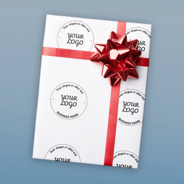 Your Logo with Editable Slogan & Business Name Wrapping Paper (Creator Uploaded)