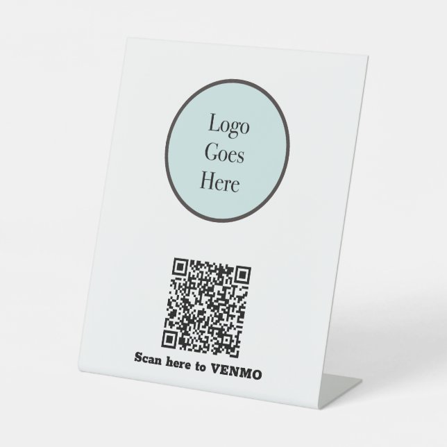 Your Logo with Payment QR Code Small Business  Pedestal Sign (Front)