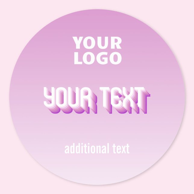 Your Logo with Retro-Modern Editable Text Classic Round Sticker (Creator Uploaded)