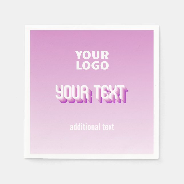 Your Logo with Retro-Modern Editable Text Napkins (Front)