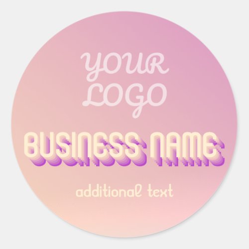 Your Logo with Retro_Modern Name Sunset Colors Classic Round Sticker