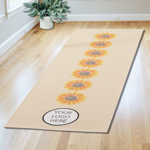 Your Logo Yoga Studio Watercolors Sunflowers Mat