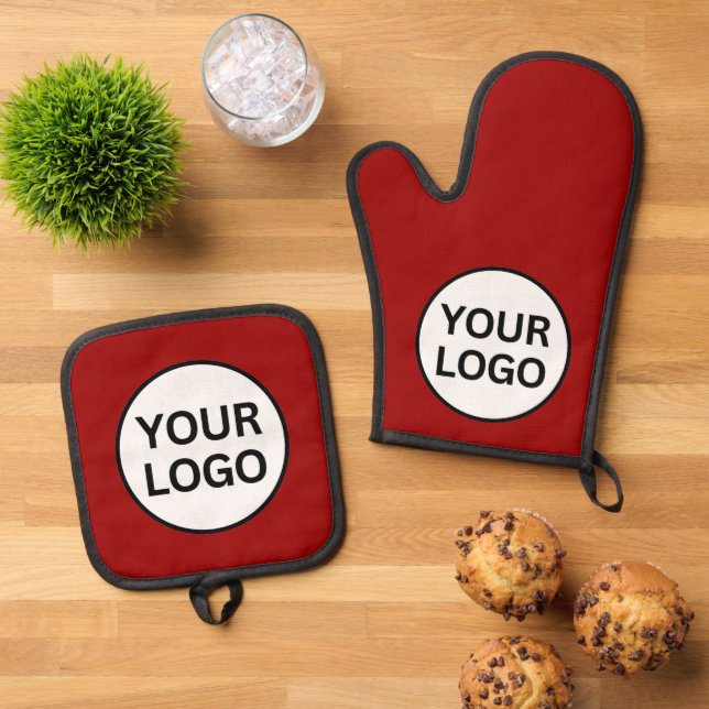 Your Logo Your Slogan Professional Oven Mitt & Pot Holder Set (Top Down)