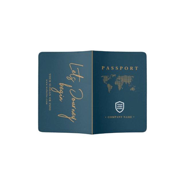 Your Logot Business | Dot Map Modern Quotes Passport Holder (Opened)