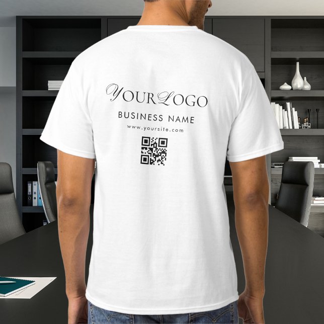 Your Long Business Company Logo QR Code Scan Text T-Shirt (Creator Uploaded)