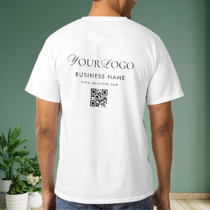Your Long Business Company Logo QR Code Scan Text T-Shirt