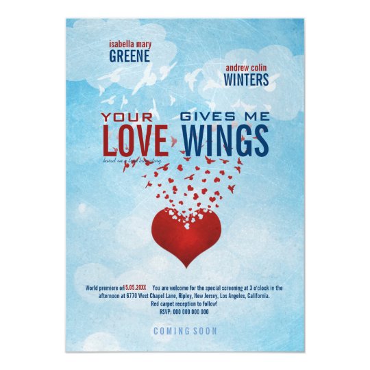 Your Love Gives Me Wings Movie Poster Wedding Invitation Zazzle Com