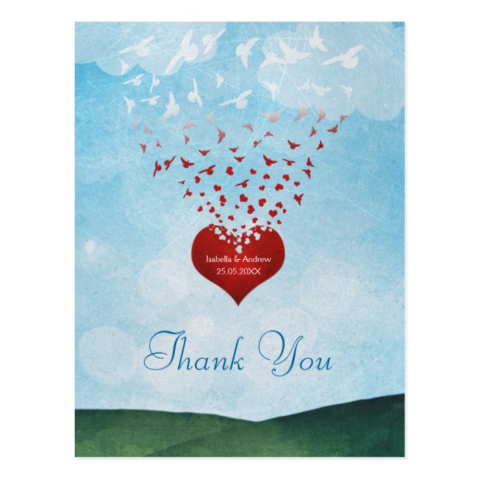 Your Love Gives Me Wings Wedding Thank You Post Cards