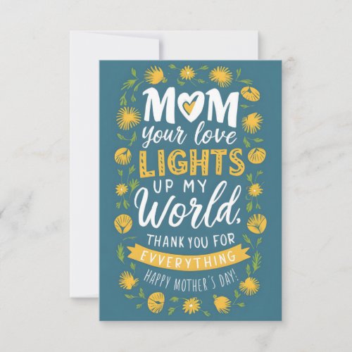Your Love Lights Up My World For Mom Thank You Card