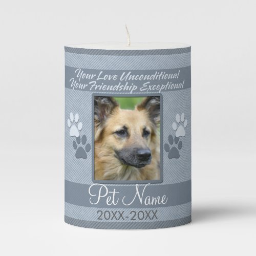 Your Love Unconditional Pet Sympathy Custom Pillar Candle