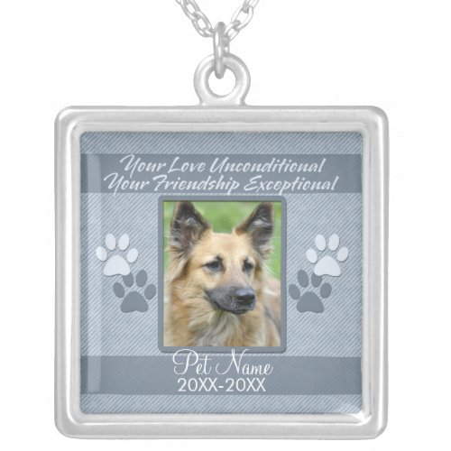 Your Love Unconditional Pet Sympathy Custom Silver Plated Necklace