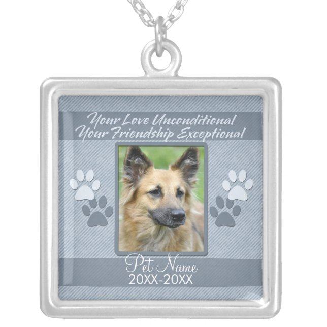 Your Love Unconditional Pet Sympathy Custom Silver Plated Necklace (Front)