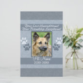 Your Love Unconditional Pet Sympathy Custom Stationery (Standing Front)