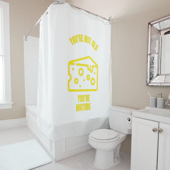 Your mature funny cheese pun jokes shower curtain (In Situ)