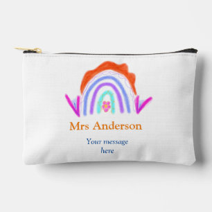 Your message e add text name rainbow teacher accessory pouch