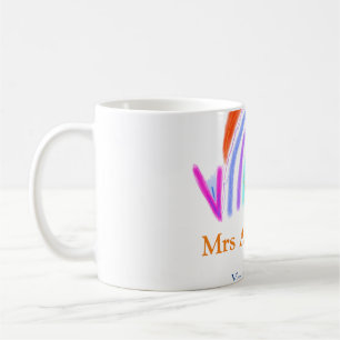 Your message e add text name rainbow teacher coffee mug