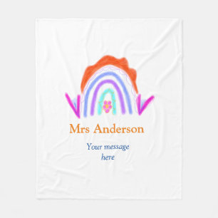 Your message e add text name rainbow teacher fleece blanket